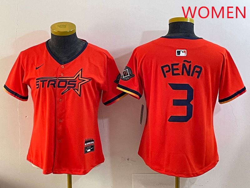 Women Houston Astros Blank #3 Pena Three generations Joint Name 2025 Nike MLB Jersey style 1